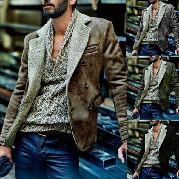 Jackets masculinos Autumn Fur Integrated Jacket Warm Coat Imitation Leather Mens de manga comprida Cardigã Cardigan Tops Chaquetas Hombre