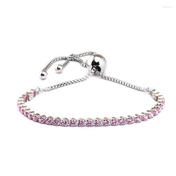 Pulseira de duas cor clara rosa qandocci pulseiras genuínas 925 Sterling-Silver-Jewelry Sparkling Strand Bracelet Diy Fits Silver