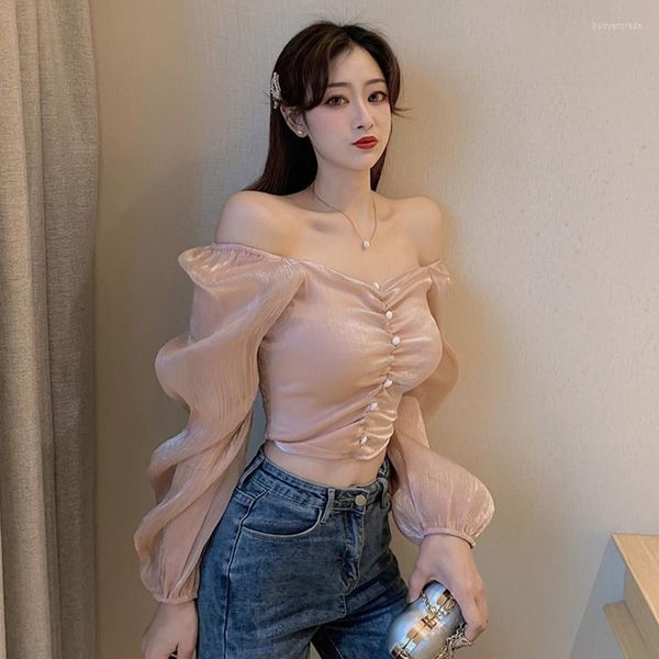 Женские блузки ulzzang Sexy Slim Spring Owner Tops Женщины с низкой вырубкой модной бренд Blusas Mujer de Moda Рубашки с длинным рукавом