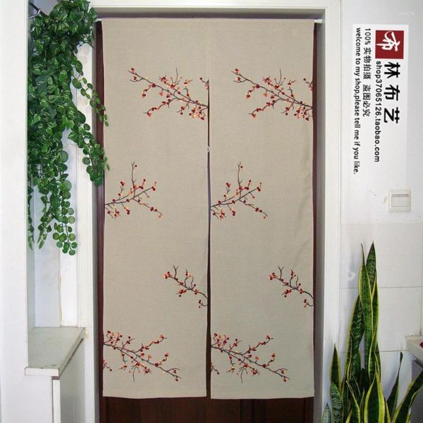 Cortina cortinas nignas de bordados modernos de bordado japonês feng shui jardim meio flores