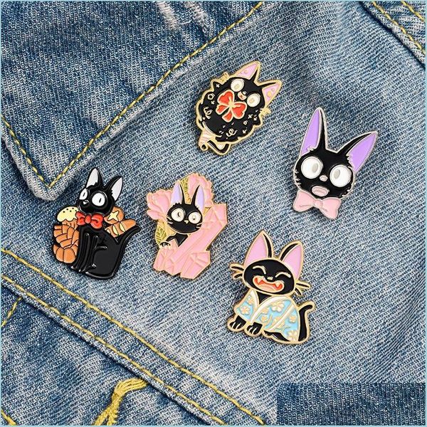 Pins Broschen Dark Serie Black Cat Wear Knot Form Broschen Cartoon Tierlegierung Geometrische Kleidung Abzeichen Accessoires Uni Mjfashion DHTTR