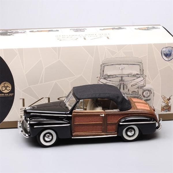 Diecast Model Car Retro 1/18 Шкала Ford Super Deluxe Sportsman Big Woody Convertible Modeling Car Toy Metal Auto Arath