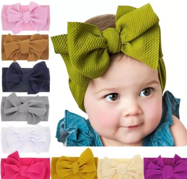 Bebek kız kızlar büyük yay çapraz kafa bantları çocuk saç klipsleri yaylar elastik başlık başlık saç bandı headwrap türban düğüm çocuk saç