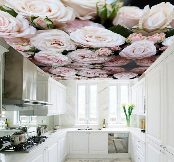 Benutzerdefinierte 3D-Deckentapete für Flur, Küche, Zimmer, El Murals, europäisches Rosen-Wandpapier, großes Po-Wandbild1