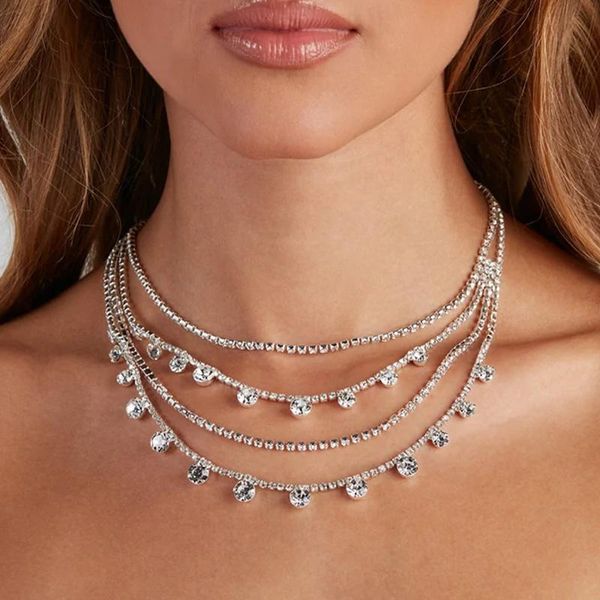 Halsketten von Stonefans, Bohemian-Strass-Halskette, mehrschichtige Halskette für Damen, modische Kristall-Schicht-Schmuck-Accessoires, Geschenk-Chokers