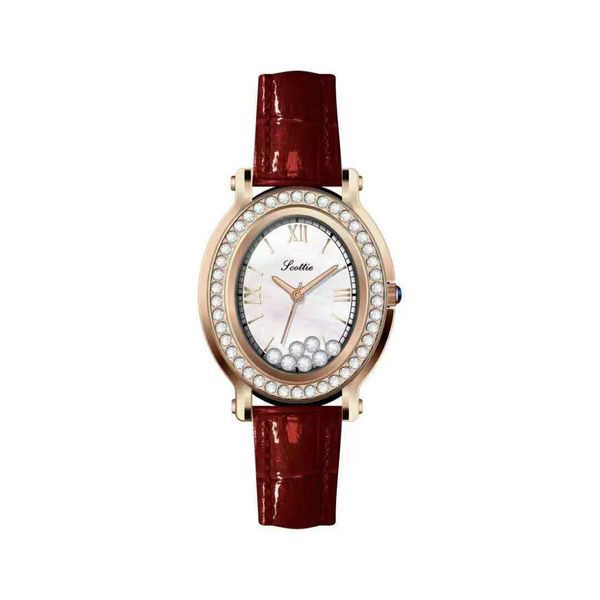 Orologi da donna di lusso Tendenze della moda del designer Nuovo orologio da donna autentico Orologio da donna con cinturino in pelle impermeabile al quarzo ovale con diamanti romani Trend hgfh