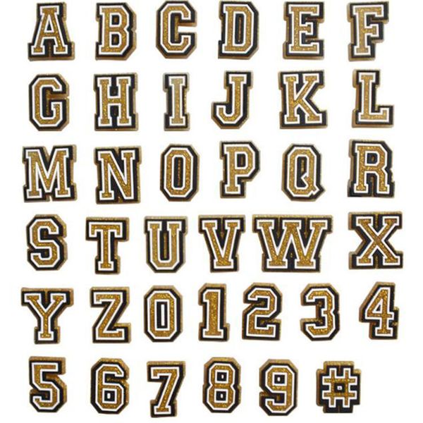 Gold Buchstabe Nummer Krokodil Charms PVC Weichgummi Schuhanhänger Schnalle DIY Clog Charm Armband Armband Zubehör Geschenk