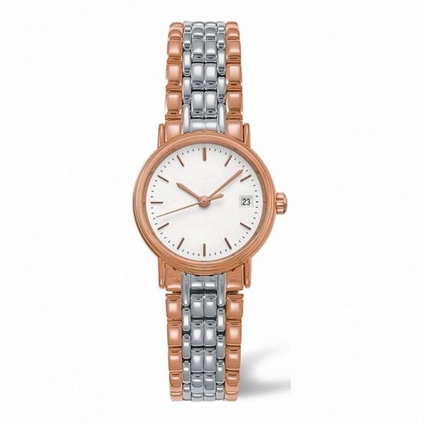 Orologio da donna da 26 mm meccanico automatico in oro rosa quadrante bianco vetro zaffiro impermeabile