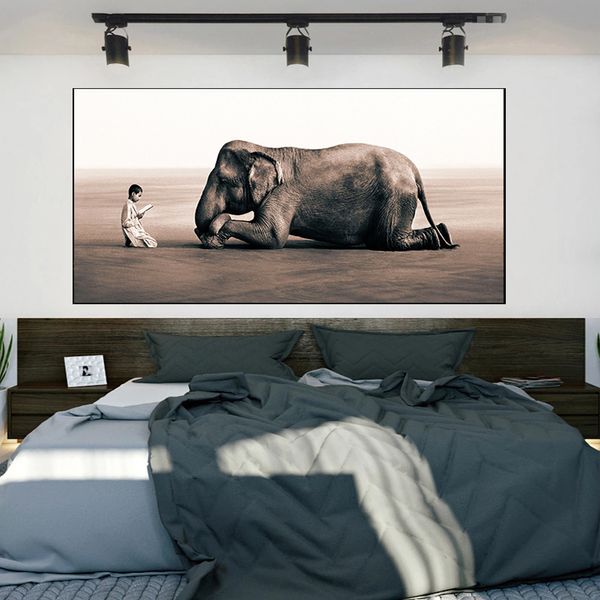 Dipinti su tela Animali africani in bianco e nero Immagini di arte della parete per la stanza dell'ufficio Poster e stampe decorative per la casa Senza cornice