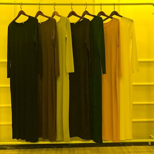 Roupas étnicas elegantes muçulmanos dentro de cor pura abaya árabe Singapura turca jilbab dubai vestido longo muçulmanos vestidos islâmicos wj1240et