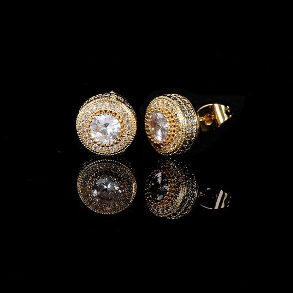 Anhänger Halsketten 5mm Hip Hop Rapper Rock Modeschmuck Vergoldet Runde CZ Zirkon Diamant Ohrstecker Für FrauenAnhänger