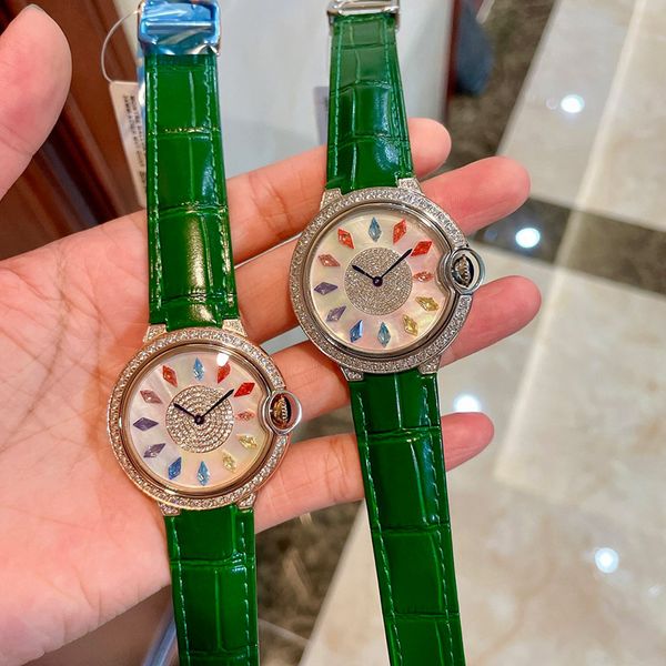 Rainbow Diamond Women Watch Quartz Movement Watches 36mm Lady Wristwatches Sapphire Montre de Luxe