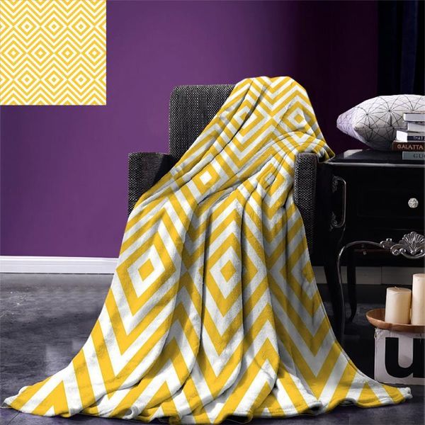 Cobertores Amarelo arremesso de cobertor Tribal e Rhombus Padrão de Rhombus estilo Vintage Style Geometric Warl for Bed Couch Marigolblankets Bobetletsbl