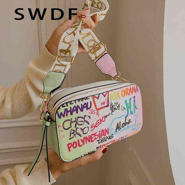 HBP Umhängetaschen Abendtasche Brief Graffiti Pu Leder Kleine Mode Schulter Luxus Designer Handtaschen Weibliche Handy Geldbörsen 220811