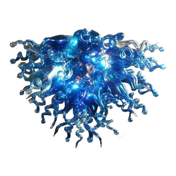 Lampada soffiata a bocca al 100% CE UL Vetro borosilicato in stile Murano Dale Chihuly Art Incredibile lampada romantica blu cobalto lampadario Focus