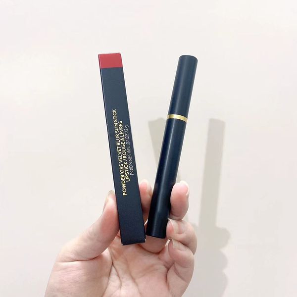 Rossetto di marca all'ingrosso Polvere Kiss Velvet Blur Rossetto sottile 2g 889 Ruby Nuovo trucco per labbra Facile da indossare Tubo di alluminio bianco naturale di lunga durata Alta qualità