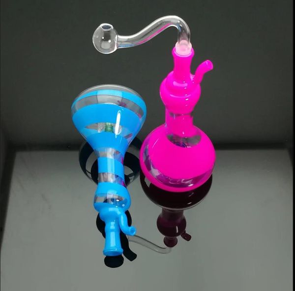 Glaspfeifen-Rauchmanufaktur Mundgeblasene Wasserpfeife Farbige gestreifte Vase aus Glas, Wasserflasche