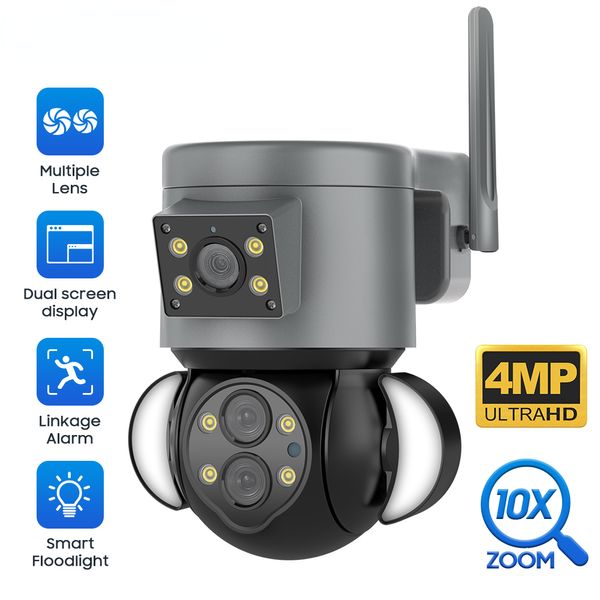 Telecamera di sorveglianza 4MP 10X PTZ Protezione di sicurezza esterna Kamera Dome Cam di rilevamento umano Compatibile WIFI e RJ45