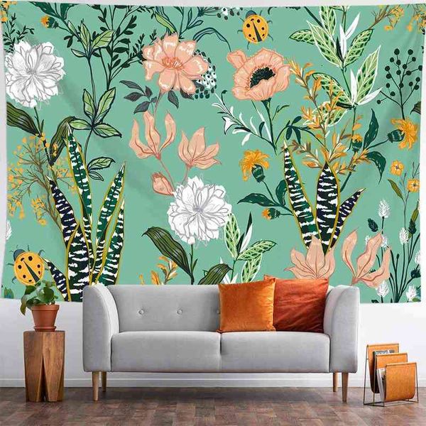 Wand-Blumen-Malerei zum Aufhängen, digitaler Pflanzen-Teppich, Heimdekoration, Tischdecke, Yoga-Matte, J220804