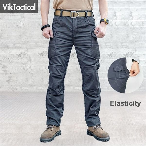 Men City Taktische Hosen Multi -Taschen Elastizitätsfrachthose Militärkampf Baumwolle Pant Swat Armee Slim Fett Casual Hosen 5xl 220811