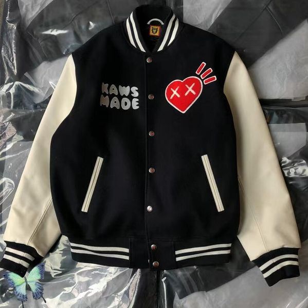 Baseballjacke, bestickte Lederärmel, Paar-Baseball-Mantel für Herren und Damen