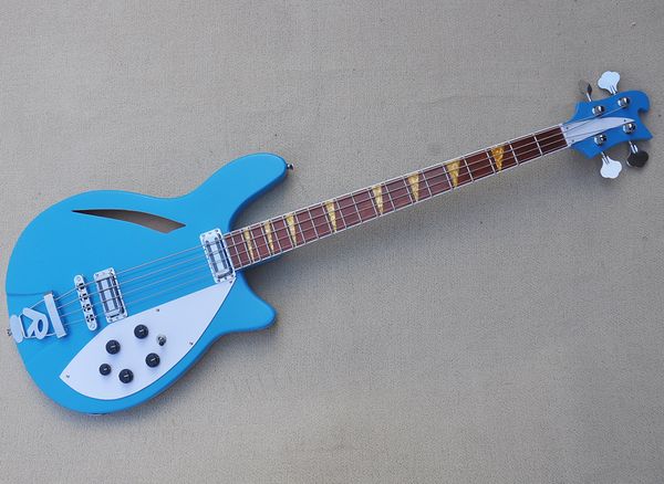 4 Strings Blue semi-seguinte Bass de baixo elétrico com braço de pau-rosa pode ser personalizado