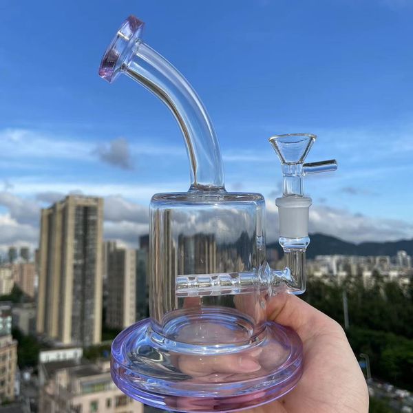 Pequeno Bong Waterpipe Hookahs Recyler Oil Rigs Bubbler dab rig toro bongs de água de vidro grosso transparente perc chicha shisha com banger de 14 mm