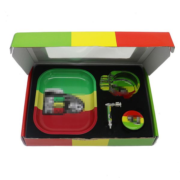 Set da fumo portatili personalizzati Set di smerigliatrice per vassoio rotante in metallo Herb Grinder set accessori all'ingrosso per fumo