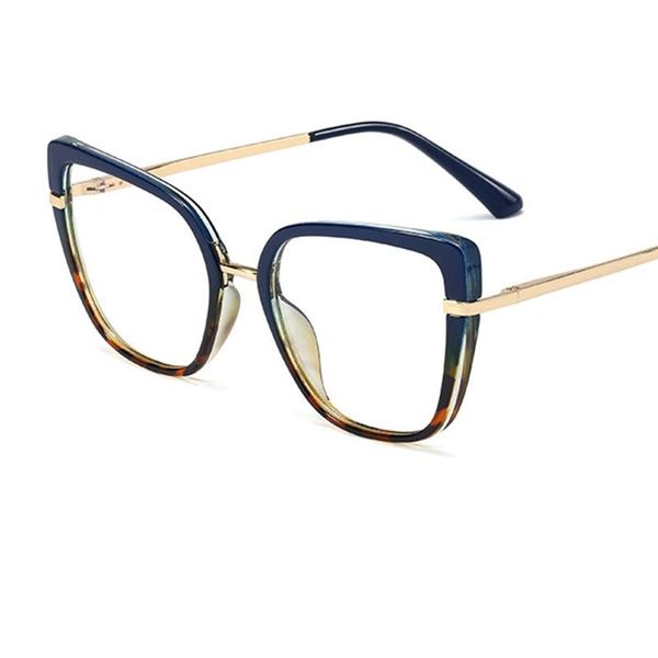Gli occhiali da sole di moda cornice sexy blu leopardo occhiali anti -luce Donne quadrate di occhiali trasparenti occhiali di lusso