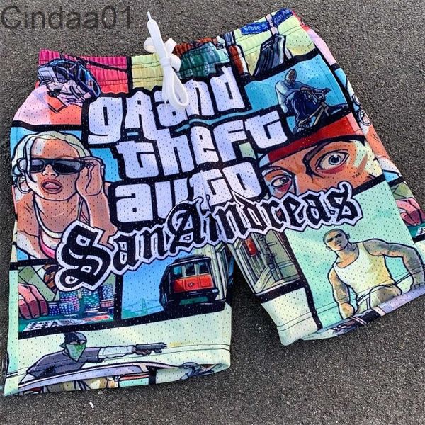 Shorts curtos soltos estampados com cordão estampados para varejo, calças de praia florais casuais roupas de corrida de verão