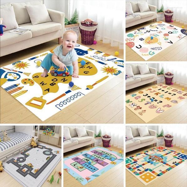 Kinder Baby Teppiche Flanell Teppich Spielzeug Englisch Alphanumerische Lernspiele Weichen Boden Kinder Krabbeln Spielen Teppich1