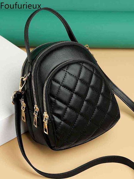 Hbp bel çantaları foufurieux lüks çantalar kadın tasarımcı küçük omuz çantası moda ekose pu deri crossbody messenger 220811