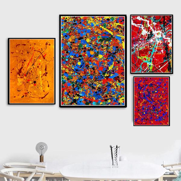 Graffiti Pittura su tela Stampe Immagini di arte della parete Famoso Jackson Pollock Poster di opere d'arte astratte per la decorazione domestica del soggiorno