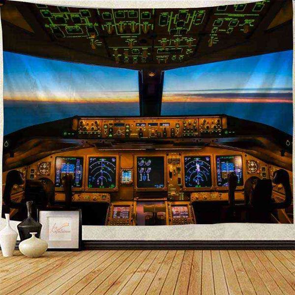 Education Wall Art Arte decorativa Cockpit Sala de controle Impresso Tapete Plano de fundo pano Tapiz J220804