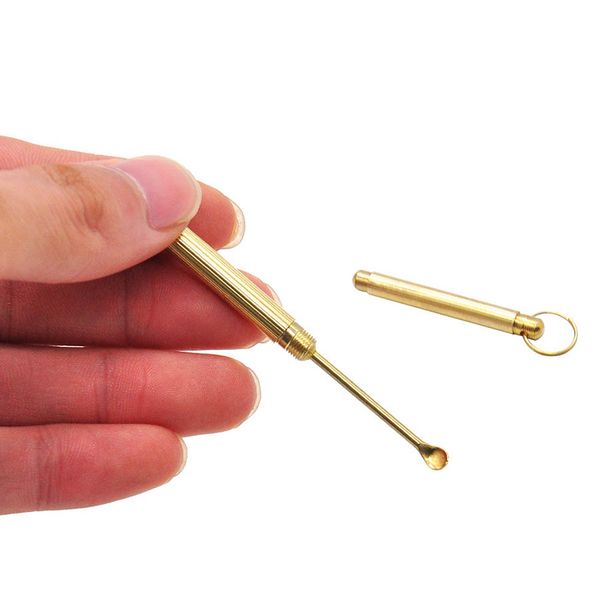 Metal Snuff Tabacco da pipa Pala Portachiavi Tascabile HOT Gold Brass Snuff Spoon Sniffer Snorter Metal Dabber Dab Tool