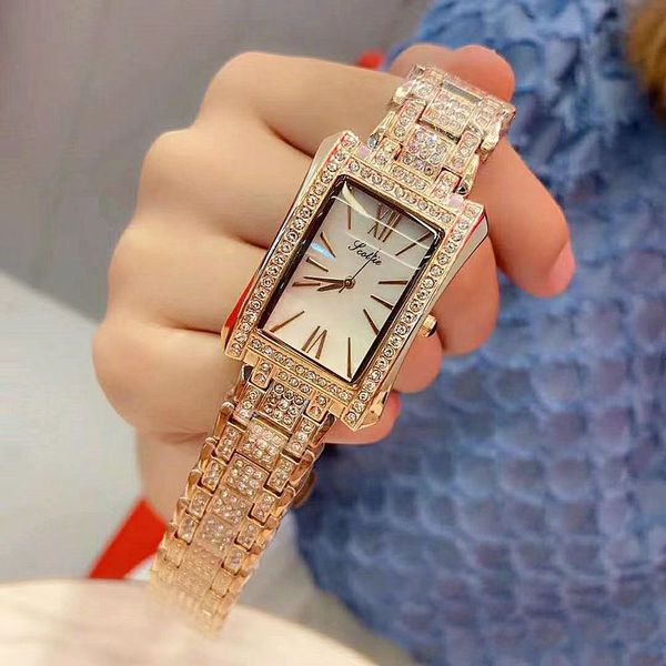 Luxo feminino relógios Designer 2022 All-Match Fashion Ladies Assista Diamond Diamond Retangular Quartz Impermeável Mulheres assistindo faixa UNIFIDADE Tide de alta qualidade FDF