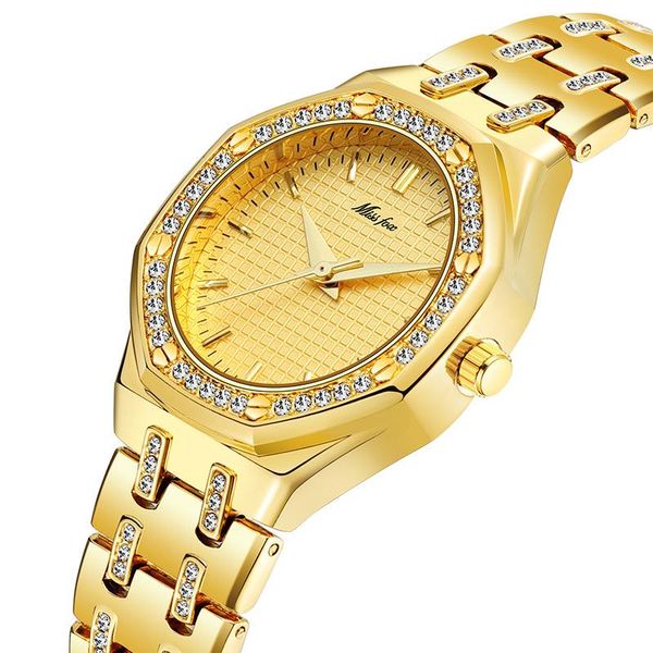 Relógios de pulso relógios para mulheres luxuosas diamante diamante impermeabilizada feminino assista clássico clássico Big Dial Moda feminina Pulso criativo