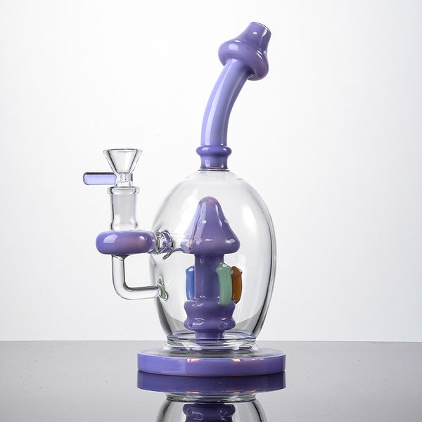 Narguilé Cogumelo Exclusivo Bong de Vidro Showerhead Perc Percolator Bongs Estilo Bola Oil Dab Rig Wax Rigs Água Cachimbos 6 Cores Disponíveis