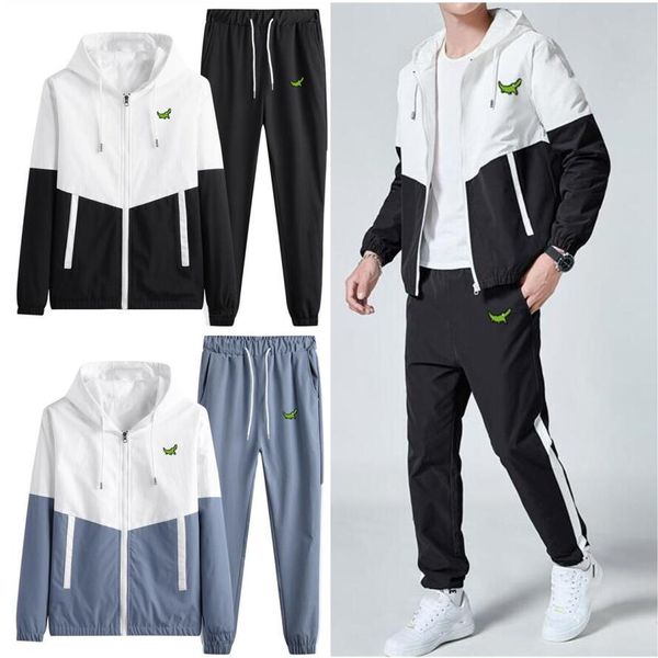 Tute da uomo francesi in coccodrillo Tuta Felpe con cappuccio casual Set 2022 Nuovi pantaloni da giacca da uomo ricamati Set da due pezzi Streetwear Tuta sportiva da corsa Plus Size 5-5XL