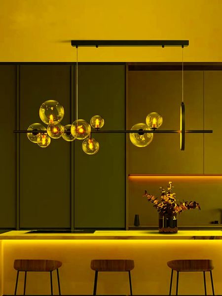 Lâmpadas pendentes Nordic Light Luxury Creative Restaurant Bar Room Dining Modern Simple Art Glass Combination Candelier LongPenda