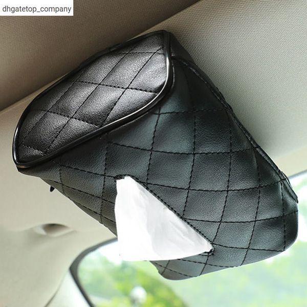 Novos 1 PCs Black Tissue Boxes com guardanapos descartáveis ​​caixas de lenços de papel acessórios de carro organizador de tecidos de decoração de carros de decoração de carro armazenamento automático