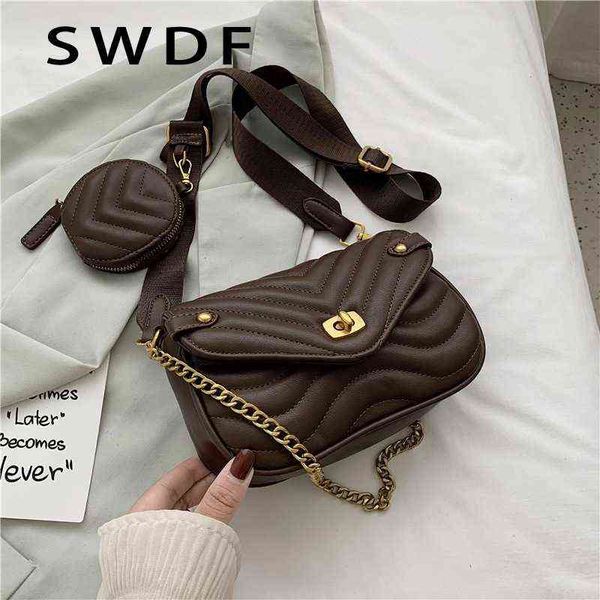 HBP Umhängetaschen Abendtasche SWDF Neuer koreanischer Stil Hochwertige Kettenhandtasche 2022 Mode Damen Markendesigner Schulter Retro Change Messenger 220811