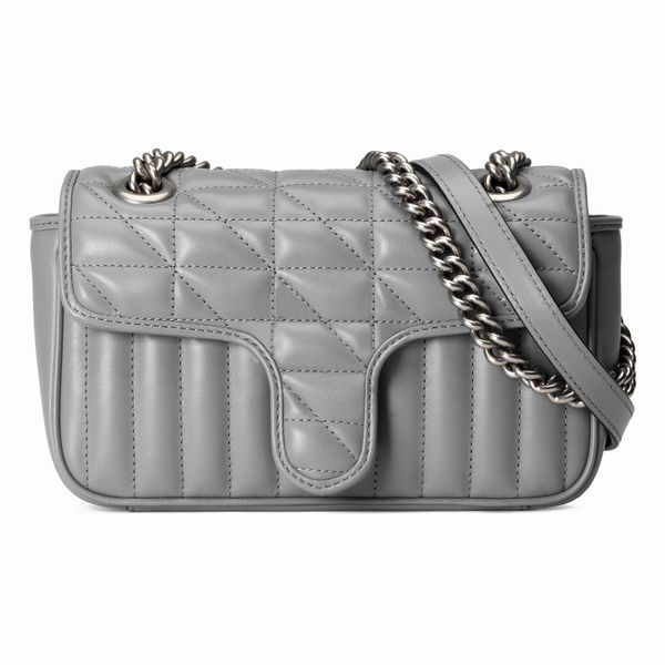 Damen-Umhängetasche aus Zinn, gestepptes Leder, Mikrofaserfutter und verstellbarer Schultergurt, Vintage-Silber-Accessoires, klein, 26 cm, Mini, 22 cm, 476744