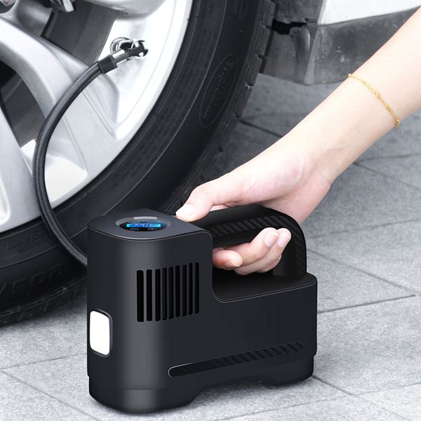 Pompa di aria elettrica per auto 12V 120W Gonfiatore gonfiabile portatile per pneumatici wireless con display digitale leggero Compressore d'aria per motocicletta automatica
