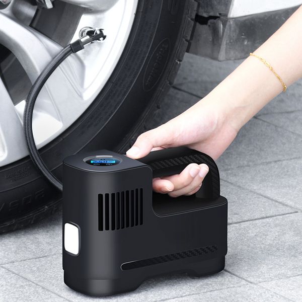 Auto Elektrische Luftpumpe 12V 120W Tragbare Drahtlose Reifen Aufblasbare Inflator mit Licht Digital Display Luft Kompressor für Auto Motorrad