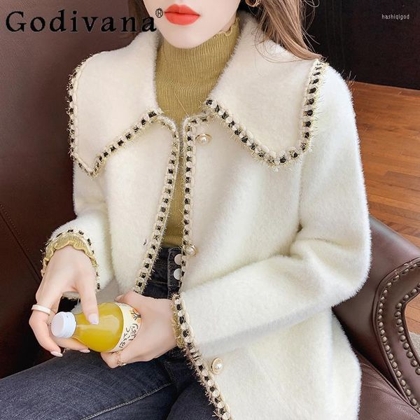 Jackets femininos Casaco de lã curta Outono Inverno 2022 Estilo coreano Versátil jaqueta versátil colar de boneca feminina colar
