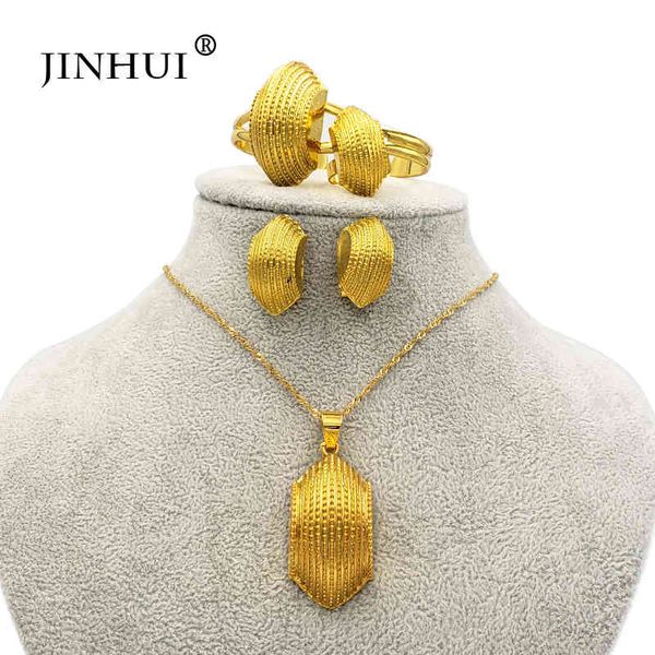 Pulseira Designer de pulseira Etiópia Conjunto de jóias Big Coin Pingente Brinco de Brincho Gold Gifts Para Mulheres Africanas Eritreia Dubai Habesha Conjunto de noivas