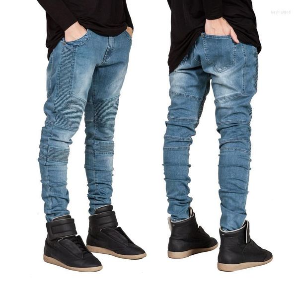 All'ingrosso-2022 Jeans skinny da uomo Runway Slim Racer Biker Strech Hiphop per Y2036