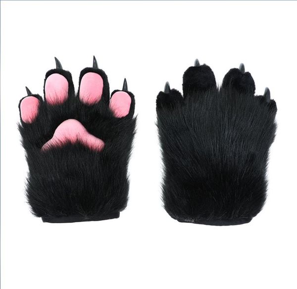 Fursuit Paws Furry Teilweise flauschige Handschuhe Kunstpelz Kostümzubehör Gaint Fäustlinge Löwe Bär Katze Fuchs Requisiten für Kinder Erwachsene