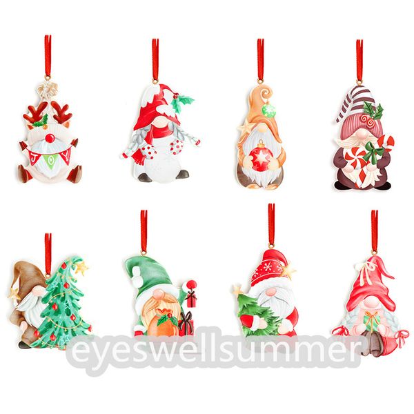 Mini ornamenti natalizi in resina, gnomi di Babbo Natale, pupazzo di neve, alci, decorazioni per albero di Natale